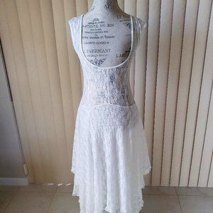 Vintage White Lace Dress, Size Medium
